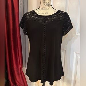 Adele & May Short Sleeve Lace Embroidered Blouse